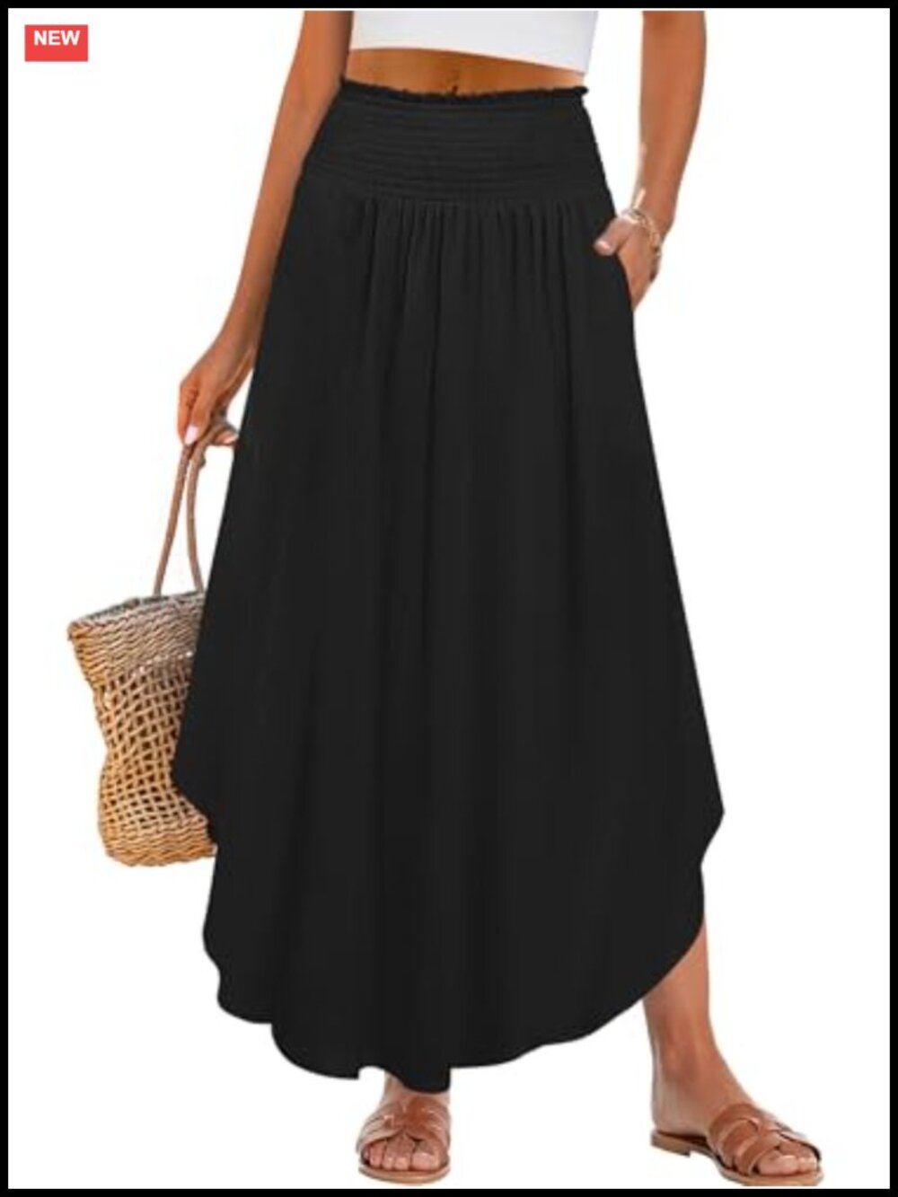 Women's Maxi Skirt Summer Boho Floral High Waisted Flowy Swing Pleated Beach